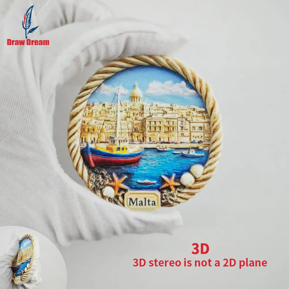 Imán para refrigerador con relieve 3D creativo de Malta, colección de recuerdos de viajes por el mundo, adecuado para decoración del hogar y la oficina, recuerdo de viaje exclusivo personalizado, imán magnético para refrigerador, decoración del hogar, cocina, habitación, oficina, regalo artesanal para el hogar, recuerdo de vacaciones, pequeño regalo exquisito