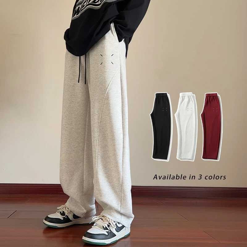 

Autumn Classic Embroidered Straight Loose Men's Women's Sports Casual Pants Elastic Waist Drawstring Y2K Korean Style trousers