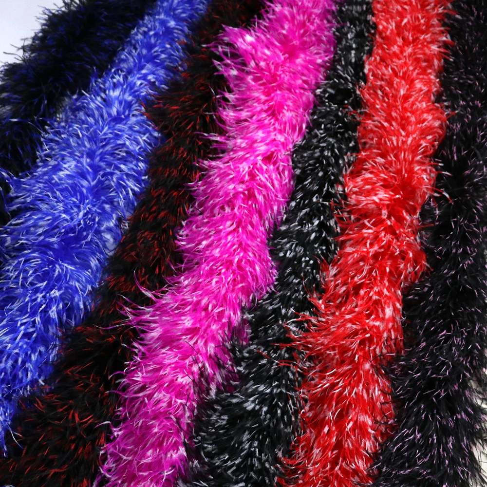 

2 M Dyed Ostrich Feathers Boa 6ply 8ply Vintage Feather Scarfs Diy Party Clothing Decoration Customized Plumes Shawl Dress Craft