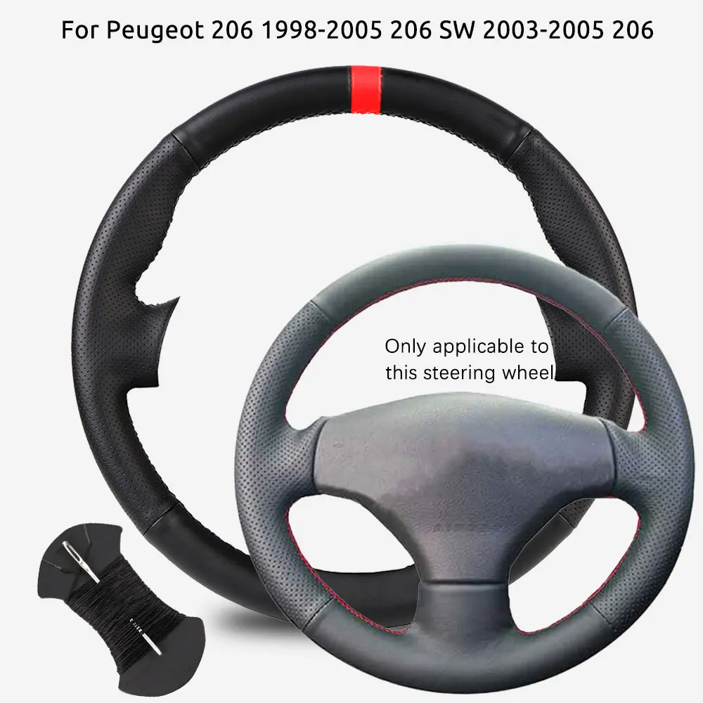 

Customized Car Steering Wheel Braiding Cover For Peugeot 206 1998-2005 206 SW 2003-2005 206 Hand-sewn Steering Wrap