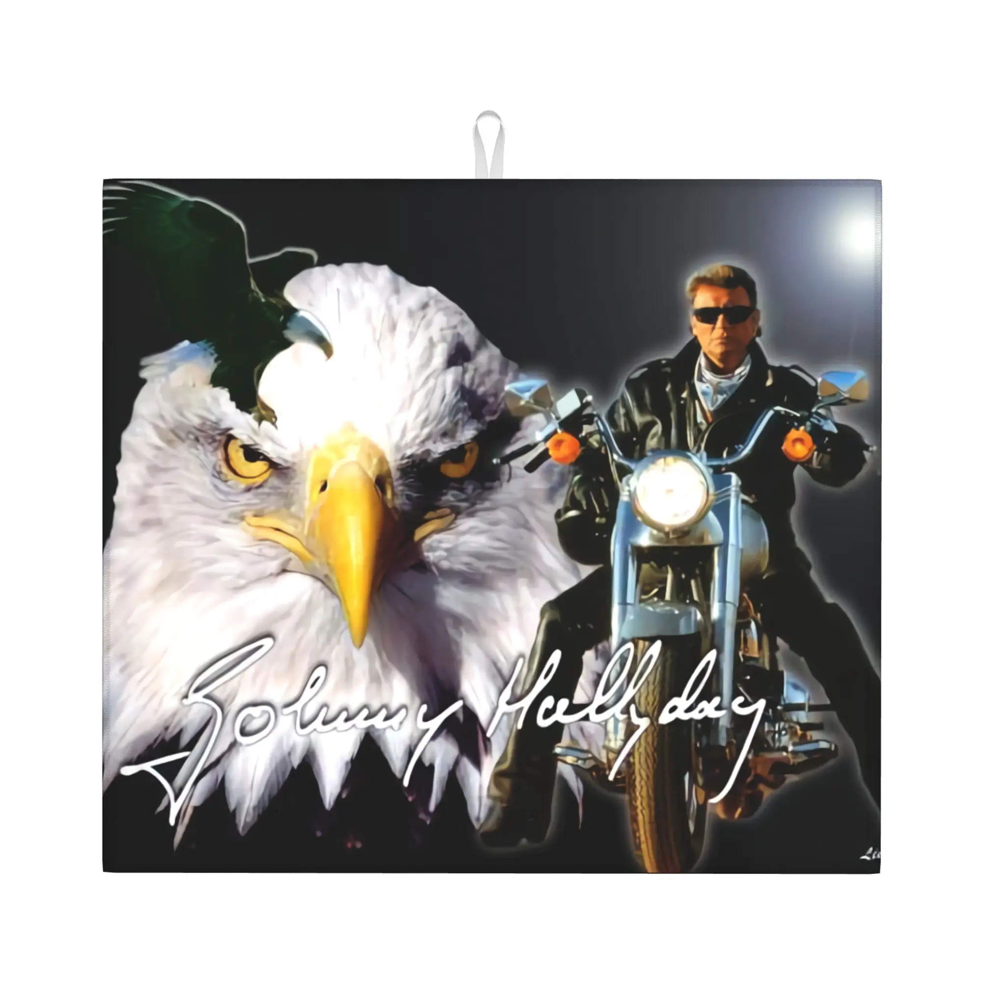 Drying Mat For Kitchen Johnny Hallyday Avec Aigle Barware Tableware Oil Proof Motorcycle Washable Kitchen Sink Drying Pad