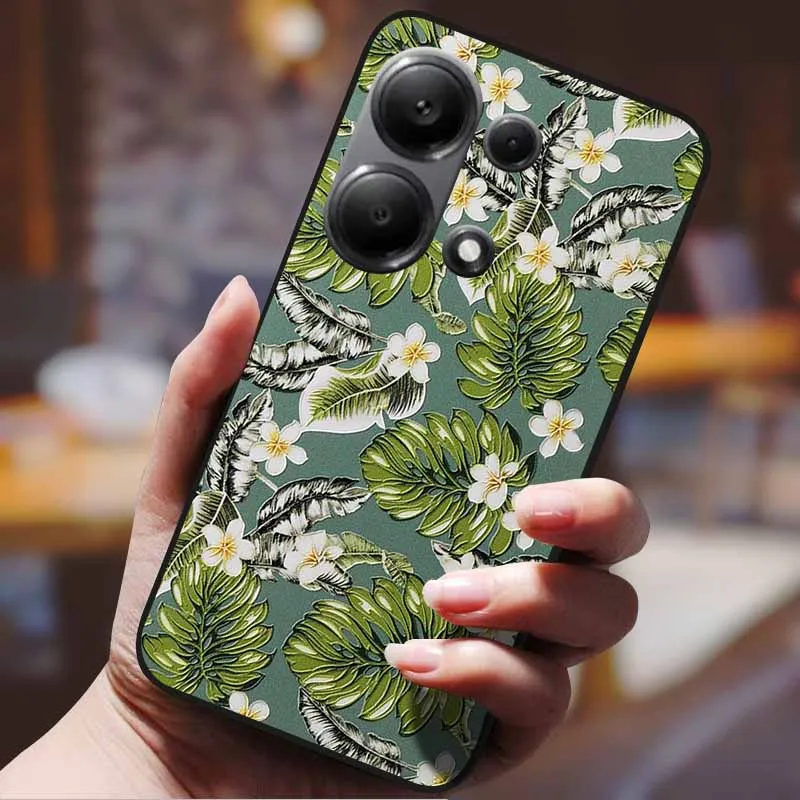 3D Phone Case for Redmi Note 13 pro+ Pro Plus Luxury Silicone Shield Coque Xiaomi Redmi Note13 4G 5G Flower Blossom Emboss Cover