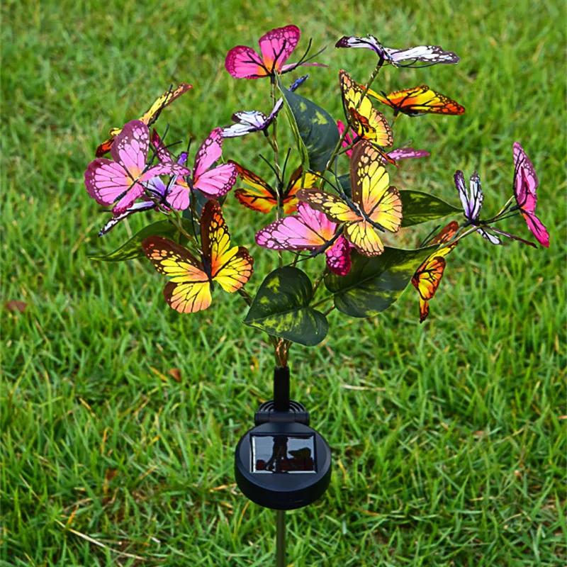 

Outdoor Solar Lawn Lamp Artificial Butterfly Sunflower Solar Garden Ground Lights Camping Wedding Party Atmosphere Decor
