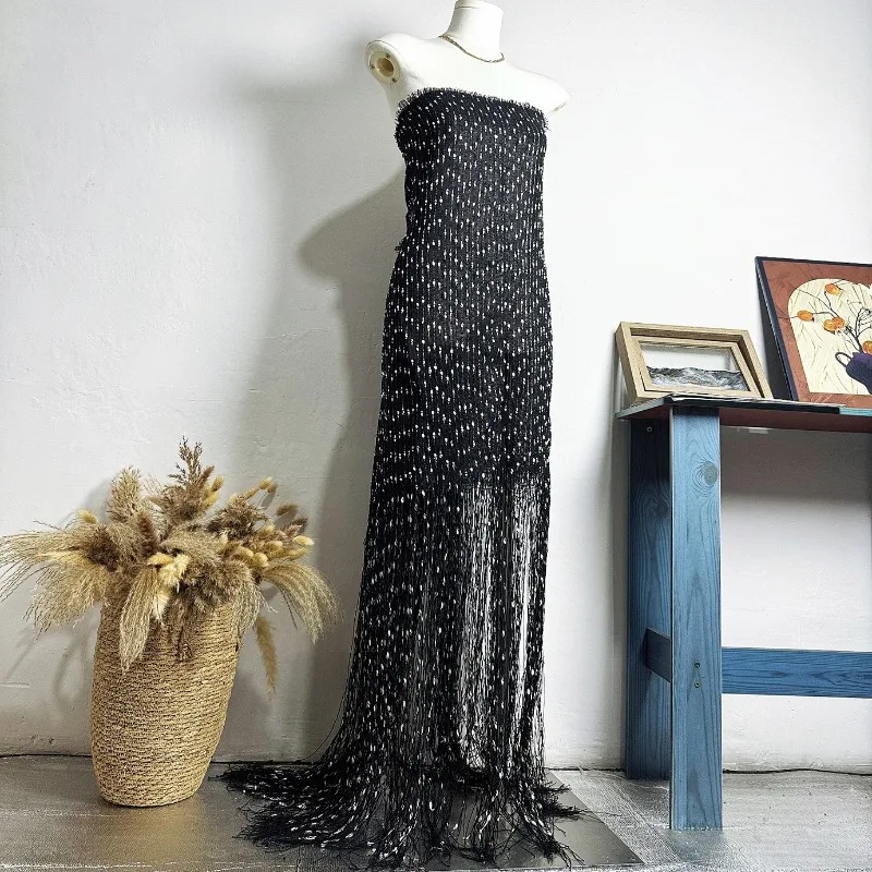 Weaving Long Fringe Fabric Spring Autumn Season Dress Graduation Designer Fabrics for Diy Sewing Clothing Cloth Material