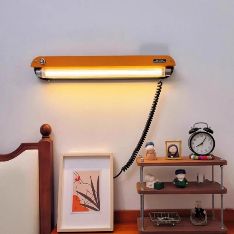 Vintage Industrial LED Wall Lamp Orange Linear Tube Light Dimmable Bedside Wall Sconce for Bedroom Hotel Study Living Room Decor