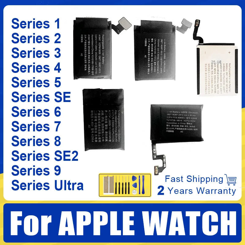 

Аккумулятор для часов Apple Watch Series SE 1 2 3 4 5 6 7 8 Аккумулятор для IWatch S1 S2 S3 LTE S4 S5 S6 S7 S8 38/40/41/42/44/45/49 мм