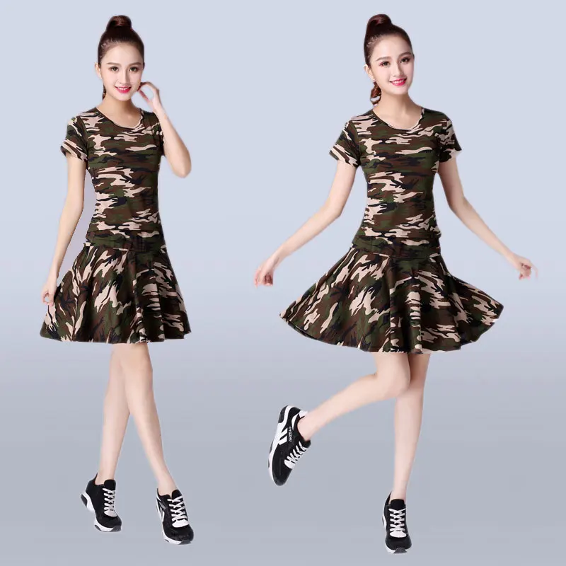 Camouflage Square Dance Wear Voor Vrouwen Moderne Dans Jurk Dansen Kleding Ballroom Waltz Vrouwen Stage Kostuums Hoge Kwaliteit