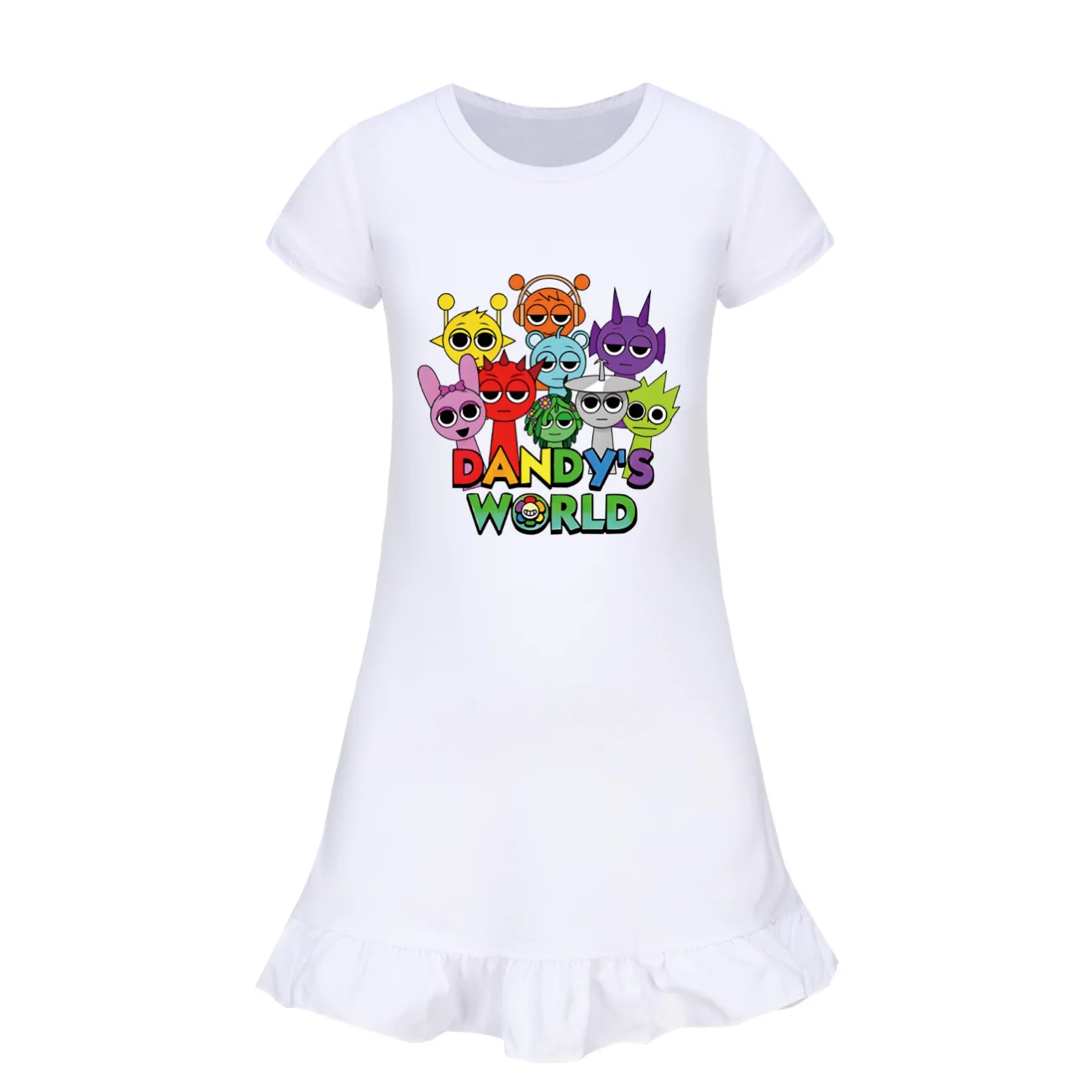 Hot sprunki Child Clothes Kids Summer Horror Game Incredibox Pajamas Dress Baby Girls Short Sleeve Nightgown Cartoon Sleep Wear