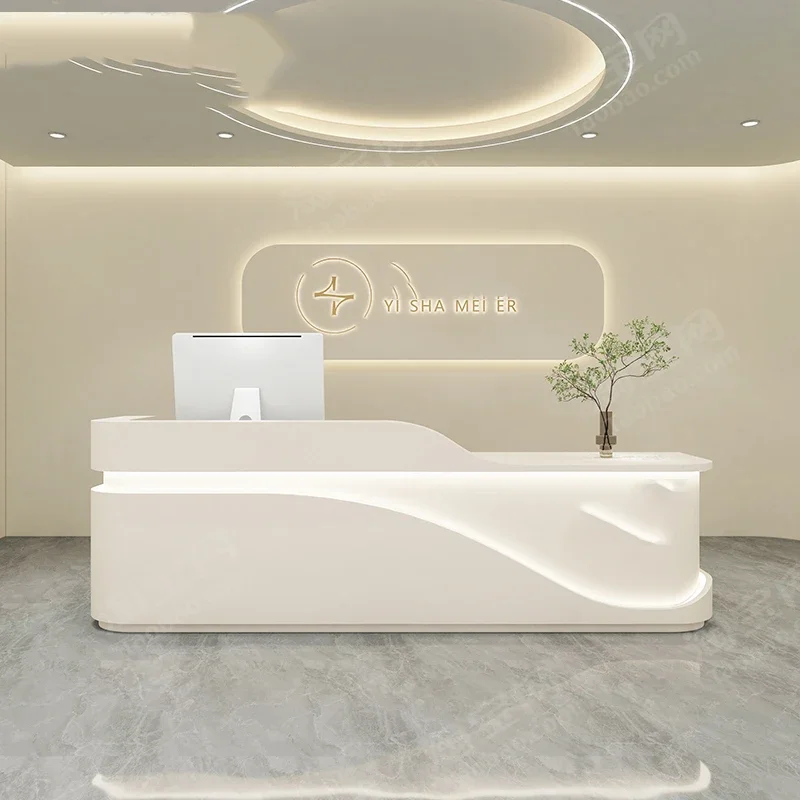 

Simple Classic Bar Counter Salon Commercial Professional Unique Reception Desk Luxury Glamour Mostrador Commercial Furniture