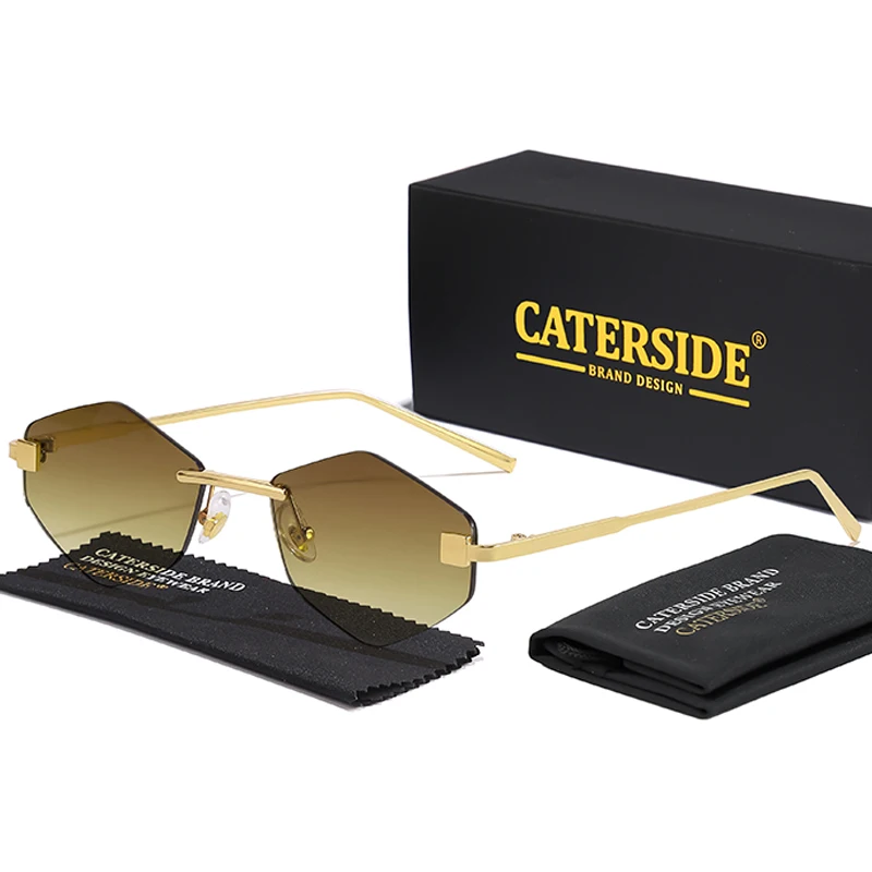 

CATERSIDE Boundless Men sunglasses Small Polygon Sliced Sun Glasses Women Casual Gradient Glasses For Summer Beach Party