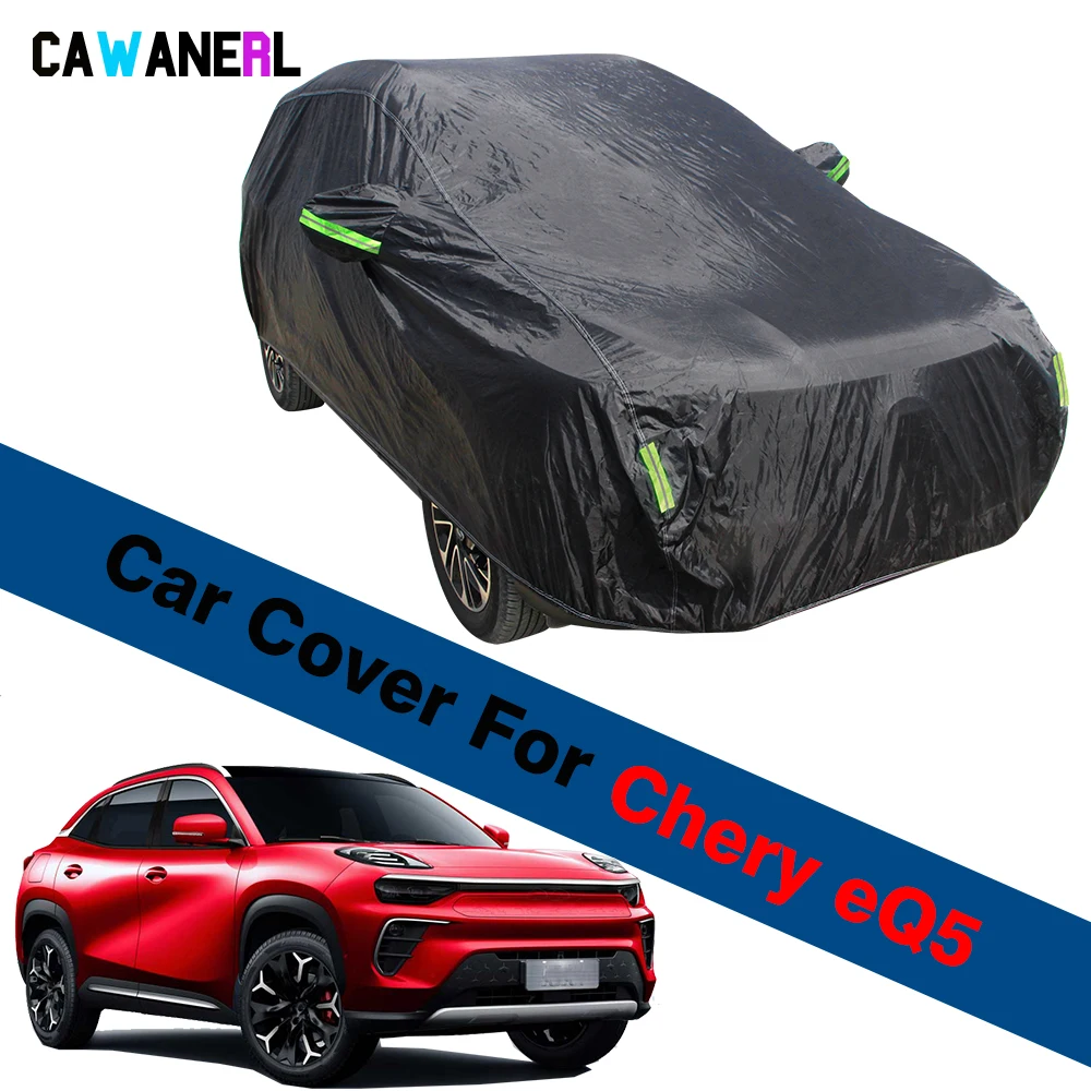 

Full Black Car Cover Waterproof SUV Anti-UV Sun Shade Snow Rain Prevent Cover Dustproof For Chery eQ5 Ant e-SUV