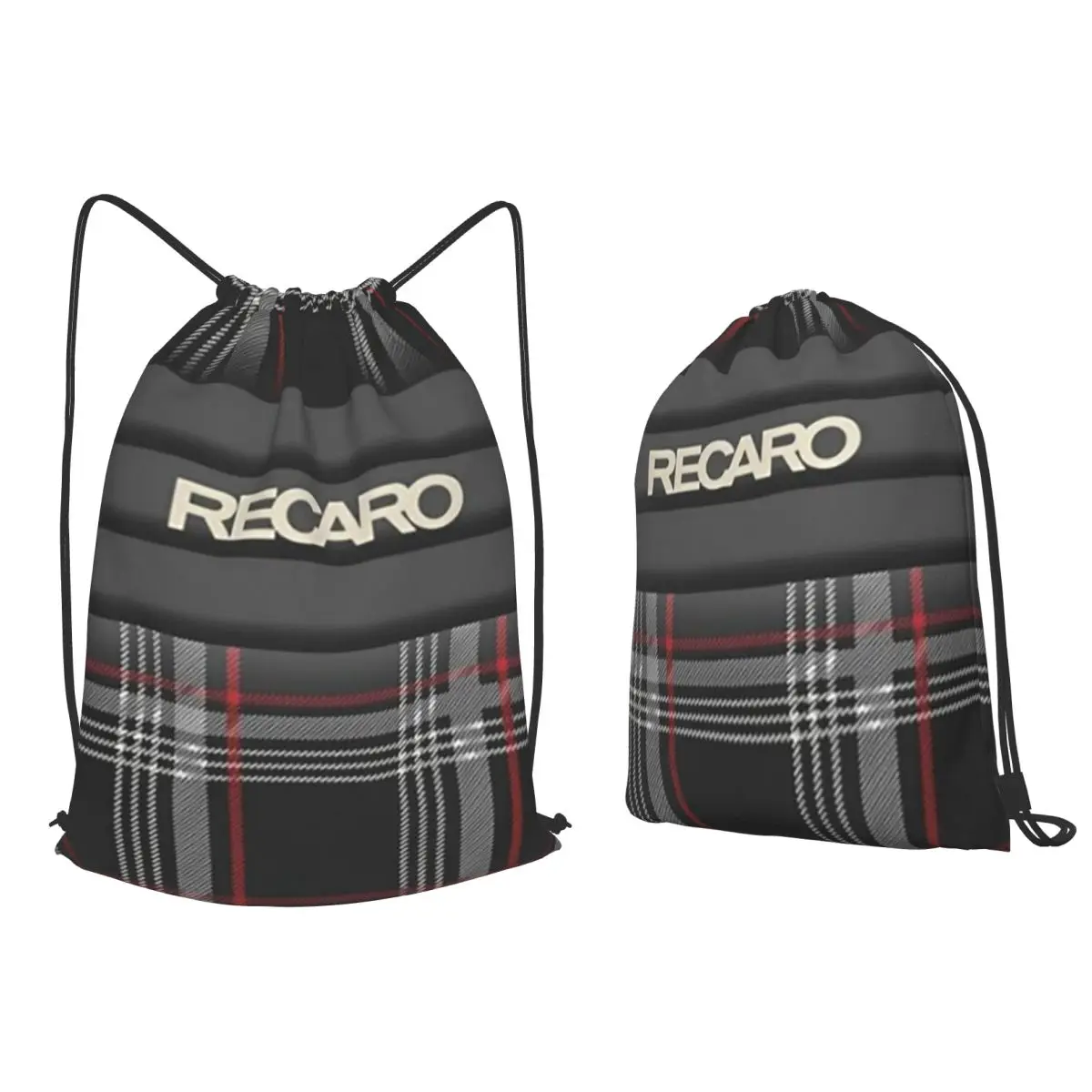Tartan Plaid Recaros Backpacks Casual Drawstring Bundle Pocket Shoes Bag Book Bags for Man Woman Students view 2