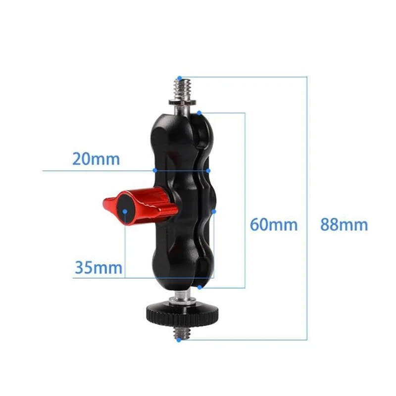 Universal Magic Arm Multi Functional Ballhead Clamp Double Ball Adapter Shoe Mount Adapte For Monitor Led Light Video 1/4\