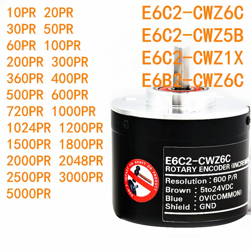 Rotary Encoder 5-24V E6C2-CWZ6C E6C2-CWZ5B E6C2-CWZ1X E6B2-CWZ6C 10PR 20 30 50 100 200 1000PR 1024 1200 2048 2000 3000PR 5000PR