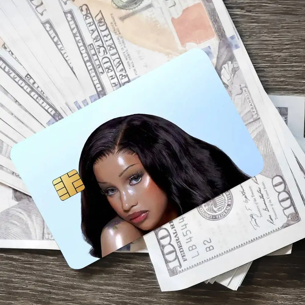 المغني C-Cardi B ملصق الائتمان الجلد غطاء بطاقة ملصقات 4 قطعة فيلم حافلة تمرير الجبهة الديكور البنك الخصم مقاوم للماء