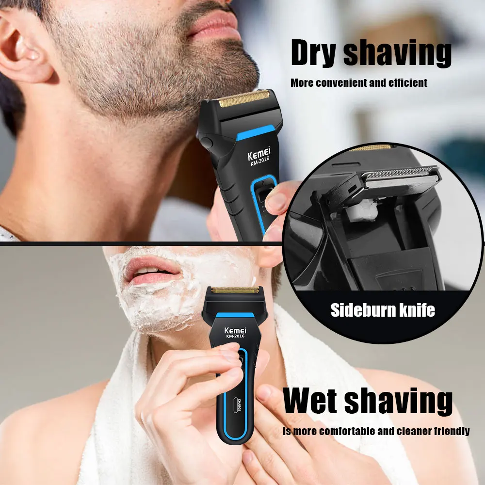 Kemei Washable Wet & Dry Electric Shaver For Men Face Beard Electric Razor Rechargeable Head Bald 3-Blade Shaving Machine System - Image 2