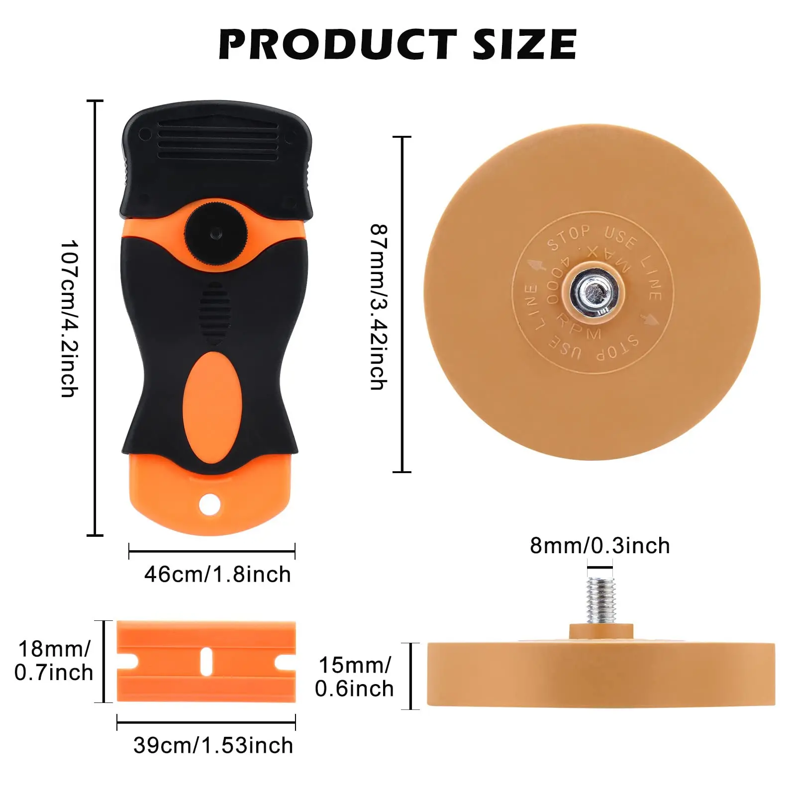 Car Rubber Sticker Remover Tool with Plastic Scraper Plastic Blade and Eraser Wheel to Remove Films Adhesive Residue on the Car