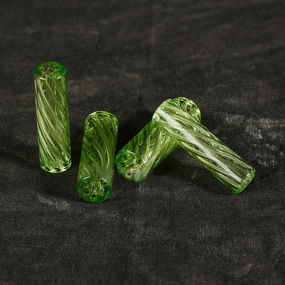 

5Pcs 9 Holes 12mm H30mm Green Mini Glass Cigaret Pipe Filter Tips Round Mouth for Dry Herb Tobacco Rolling Drip
