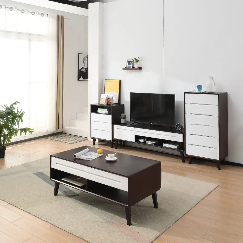 The product can be customized. The log of solid wood TV cabinet is simple and modern, and the combination of small-sized