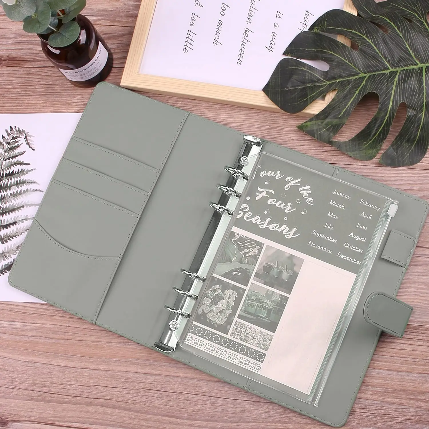 Neuer A5-Leder-Binder, Budgetplaner, Organizer mit 12 Stück Reißverschluss-Binder, Taschen-Geldumschlägen-System, für Budgetierung, Geldsparnis