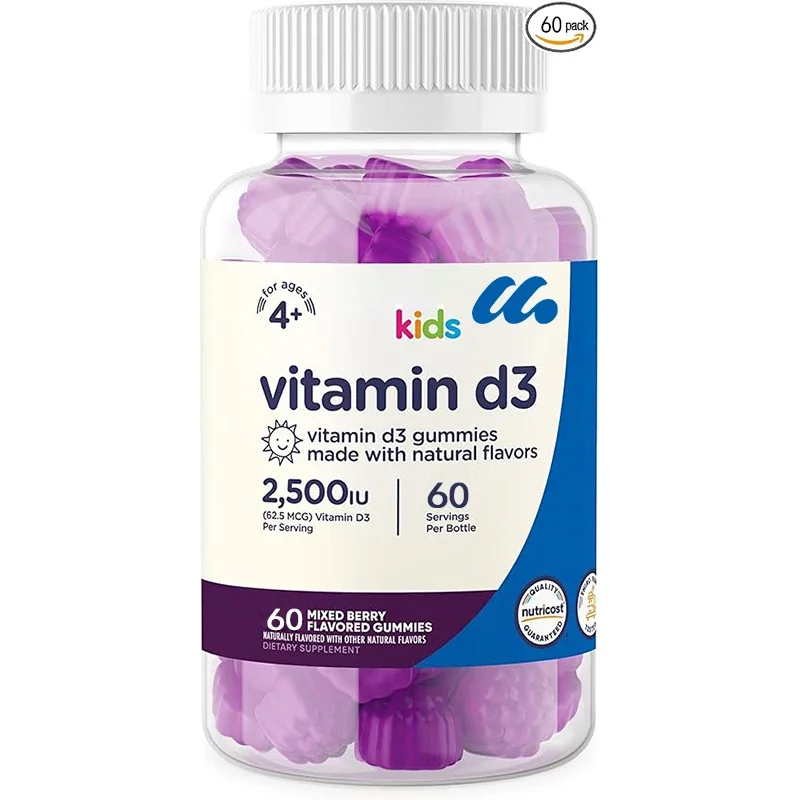 

Children's vitamin D3 gummies 2500 IU (62.5mcg), 60 gummies - mixed fruit flavor