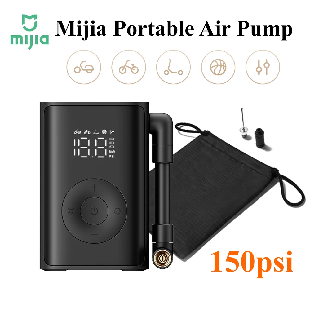 Mijia ポータブルエアポンプ ミニ電動インフレータ 150PSI 最大2000mAh デジタルディスプレイ 屋外照明 自転車用ツール