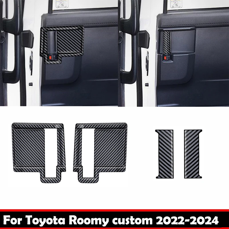 For TOYOTA ROOMY CUSTOM 2022 2023 2024 ABS Black Interior Middle Door Handle Catch Bowl Panel Cover Trim Protector Accessories