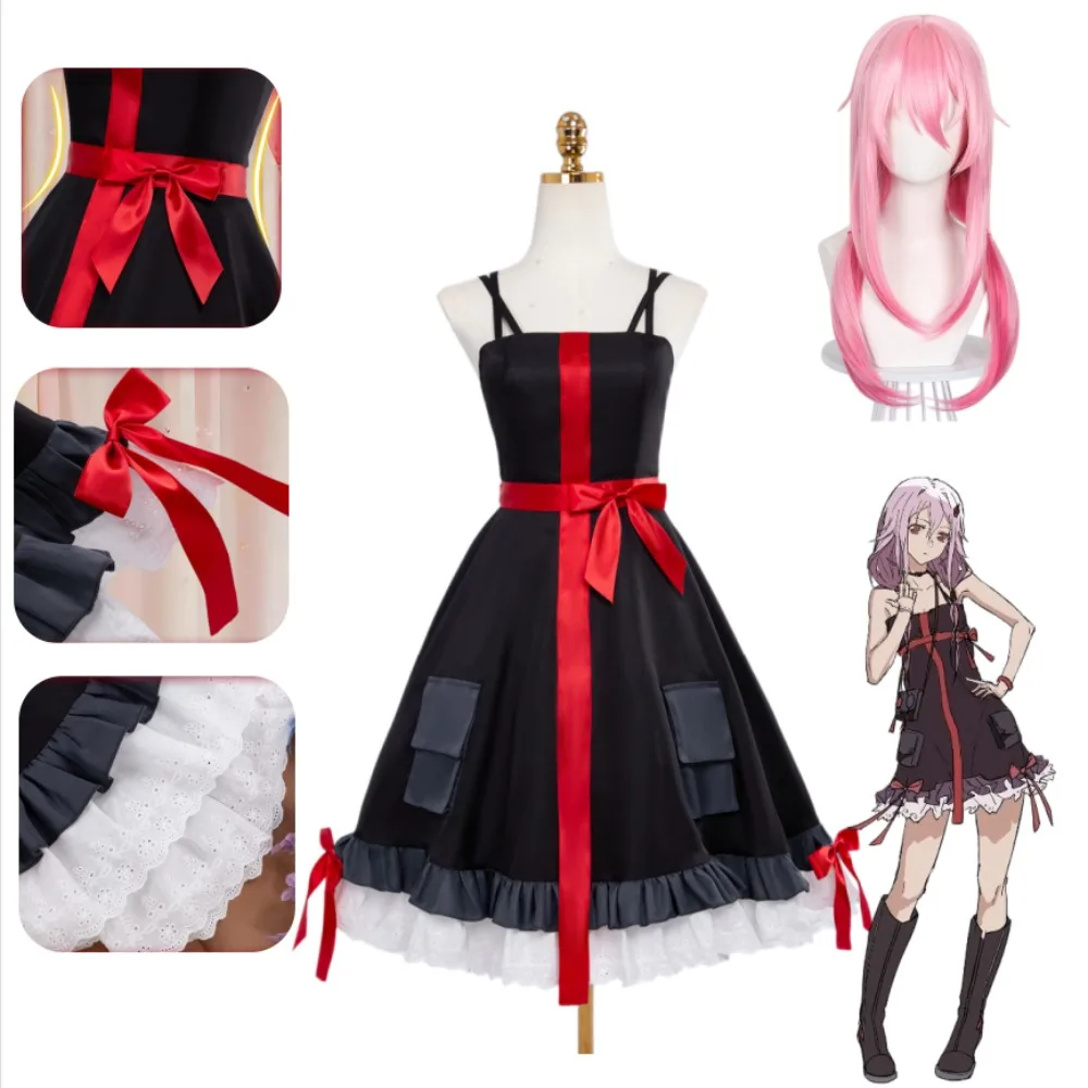 

GC Inori Yuzuriha Same Style Black Dress Cosplay Costume with Bracelet Adult Women Halloween Carnival Stage Performance Wear