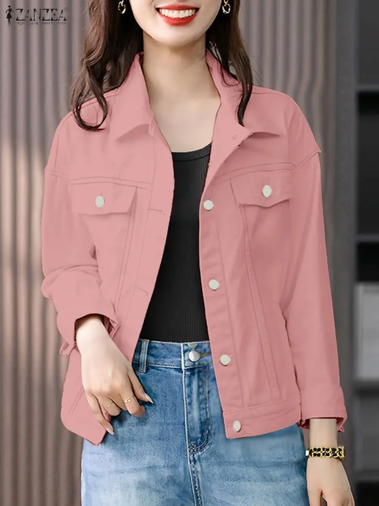 Autumn Cardigan Stylish Women Shirt Jackets ZANZEA Lapel Neck Long Sleeve Blouse Causal Tops Thin Coats Female Buttons Up Blusa