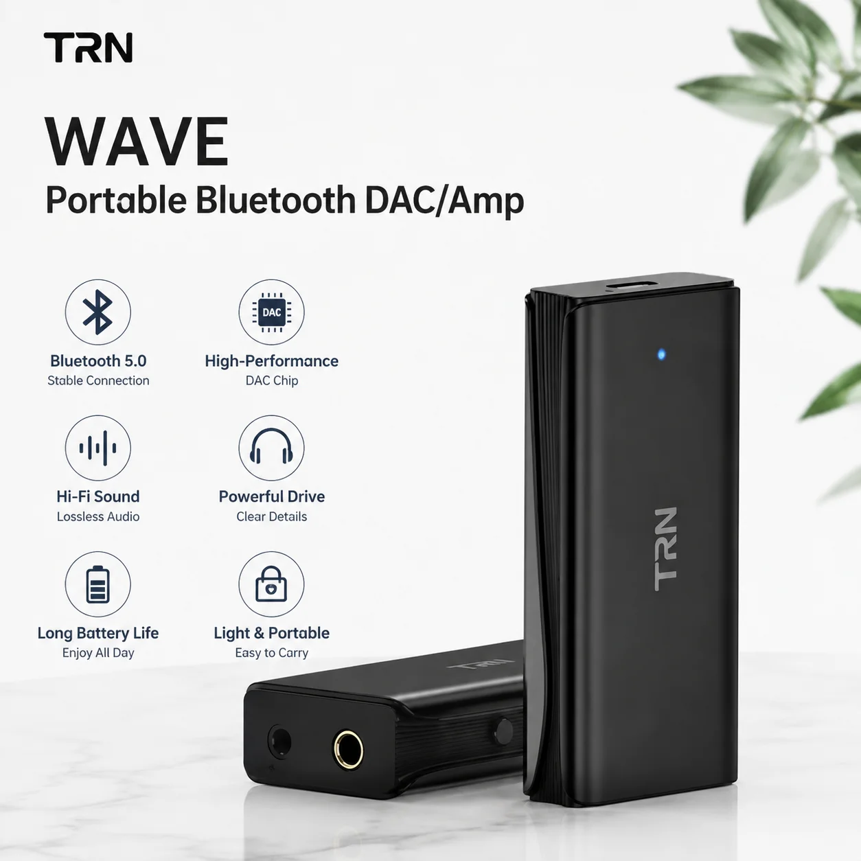 Trn Wave Portable Bluetooth Dac Amp Aptx Headphone Amplifier 3 5mm 4 4mm Balanced High Thrust For Phone Computer Audio