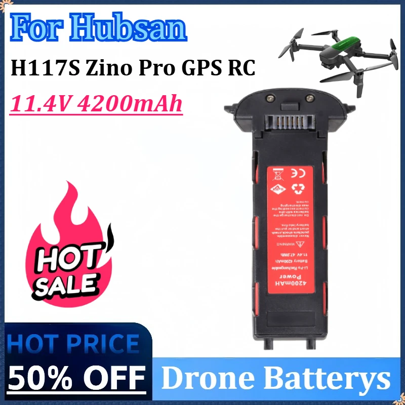 

New 11.4V 4200mAh Drone Battery for Hubsan H117S Zino Pro GPS RC Quadcopter Spare Parts Battery for RC FPV Racing Camera Drones