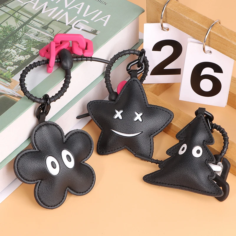 Ins Keychain Leather Handmade Small Flowers Eyes Bag Charm Backpack Hanging Decor Bags Pendant Accessories