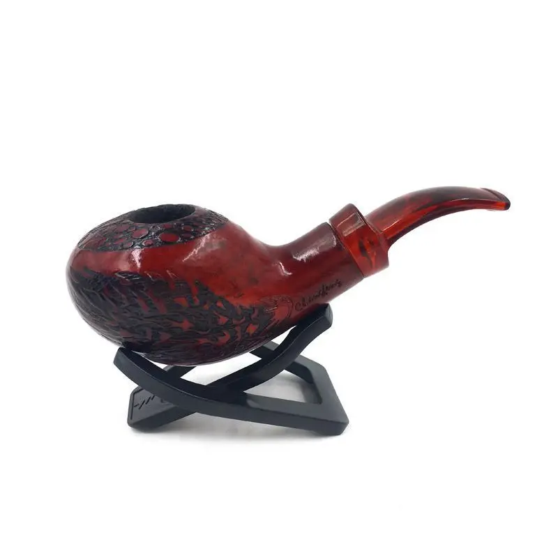Carved Wooden Tobacco Pipe Bent Type short mouthed Handmade Retro Smoking Pipe 9mm Filter solid wood Pipe Gift for Men