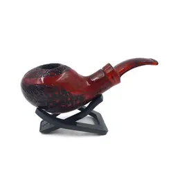 Carved Wooden Tobacco Pipe Bent Type short mouthed Handmade Retro Smoking Pipe 9mm Filter solid wood Pipe Gift for Men