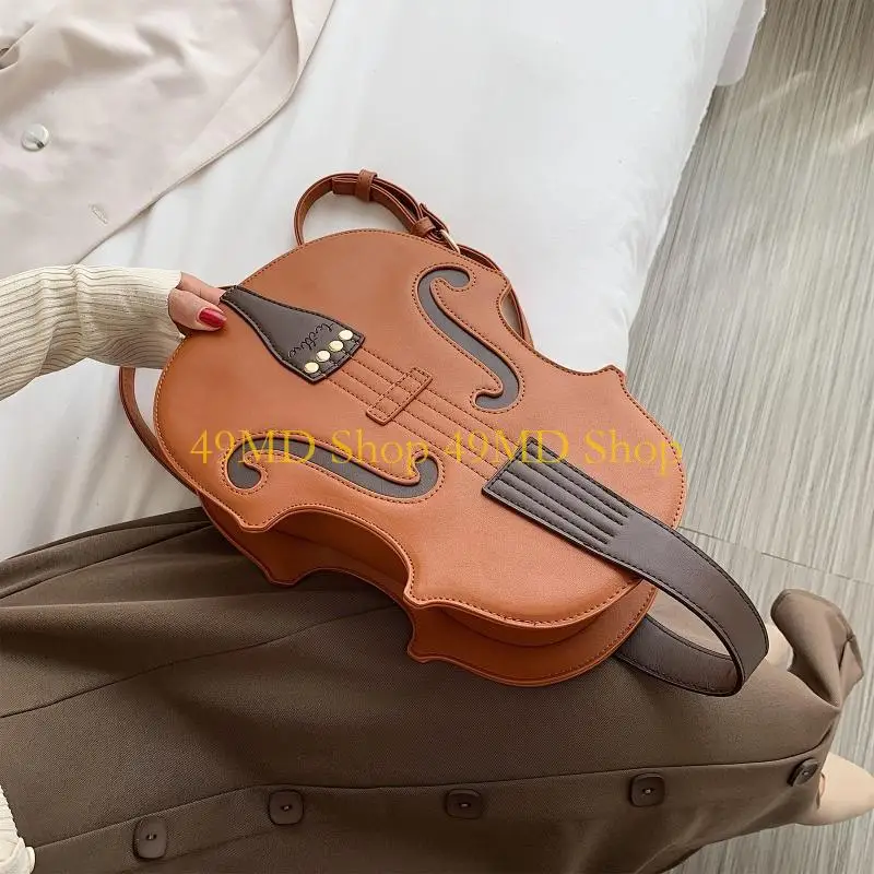 

49MD Women Violin Backpack PU Leather School Bookbag Fashion Daypack Rucksack Handbag for Teenager Girls
