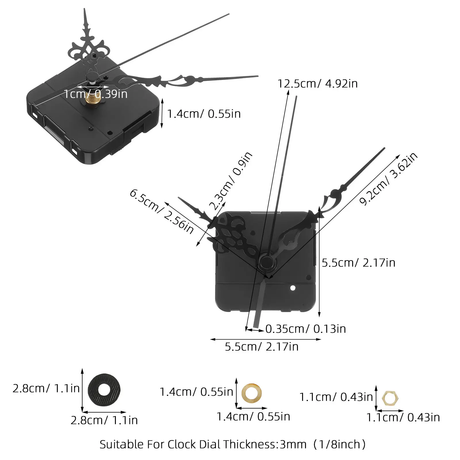 Backward Reverse Clock Movement Wall Replacement Vintage Anti-Rotation Mechanism Plastic Iron Durable Battery Operated for Wall
