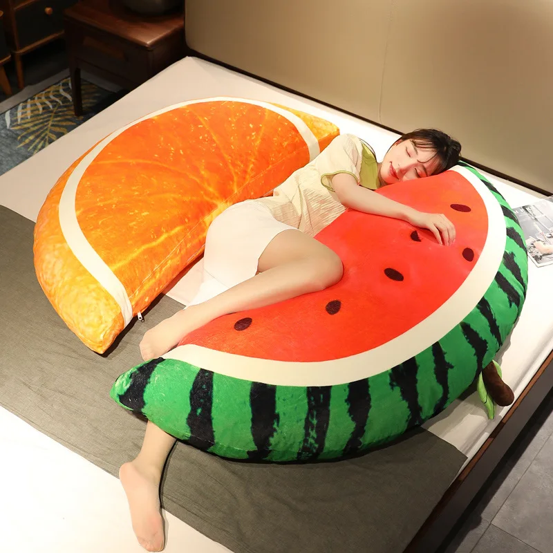 1pc Giant Plush Fruit Pillow Stuffed Soft Watermelon Bed Cushion Home Sofa Baby Girls Sleepy Pillow Kawaii Birthday Gift