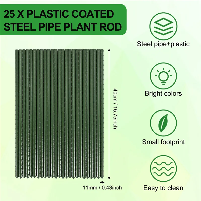 Набор садовых кольев PORK-25 в упаковке, металлическая клетка для растений с пластиковым покрытием, опоры для лазания для помидоров, деревьев, огурцов, заборов, бобов, 40 см