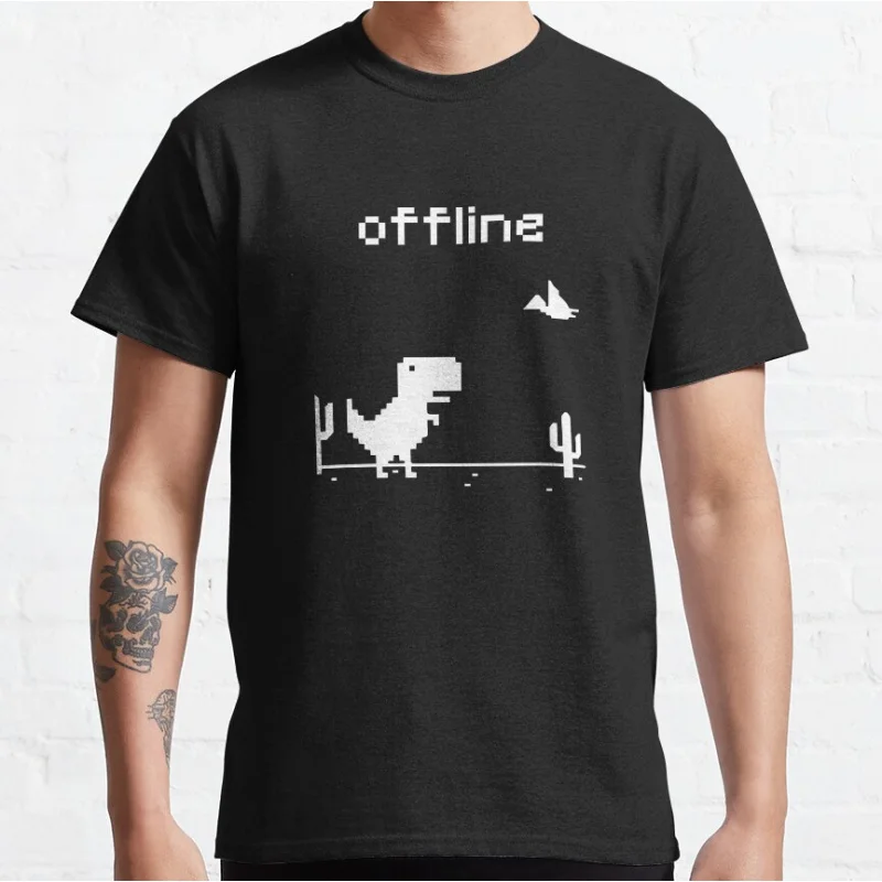 Design Tyrannosaurus Rex Internet Game Humor offline t rex pixel video game dinosaur T-shirt for men large size Adult Tops S-6xl