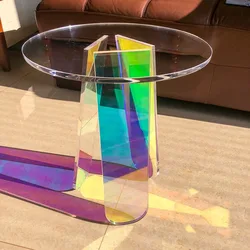 Transparente Möbel Acryl Beistell tisch, Couch tisch, Regenbogen Farbe Couch tisch, bunte Tisch Mesas de Centro Para Sala