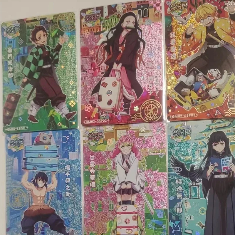 أنيمي شيطان القاتل SSP LR مجموعة من بطاقات Kanroji Mitsuri Kochou Shinobu جمع بطاقات عيد الميلاد هدايا عيد ميلاد لعب الأطفال