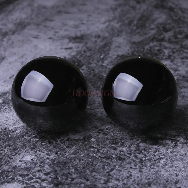 Natural black gold obsidian handle ball Disc play ball, play ball, health care massage ball, turn the ball, practice handball