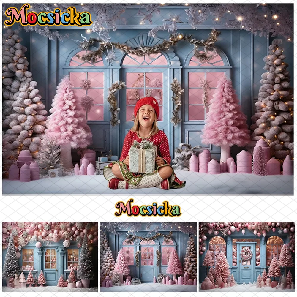 

Mocsicka Christmas Backdrop Photography Shooting Props Xmas Tree Snow House Decoration Child Kid Adult Portrait Photo Background