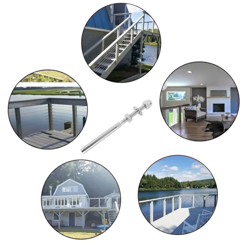 A53Q-20Pack Threaded Terminal Stud Stainless T316 Marine Grade Stud End Fitting Terminal For 3/16 Inch Cable Deck Railing Hand S