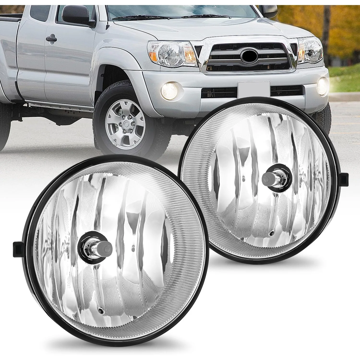 Nilight Fog Light Assembly Compatible with Toyota 2005 2006 2007 2008 2009 2010 2011 Tacoma 2007-2013 Tundra 2008-2017 Sequoia 2004-2006 Solara Replacement W/H10 42W Bulbs