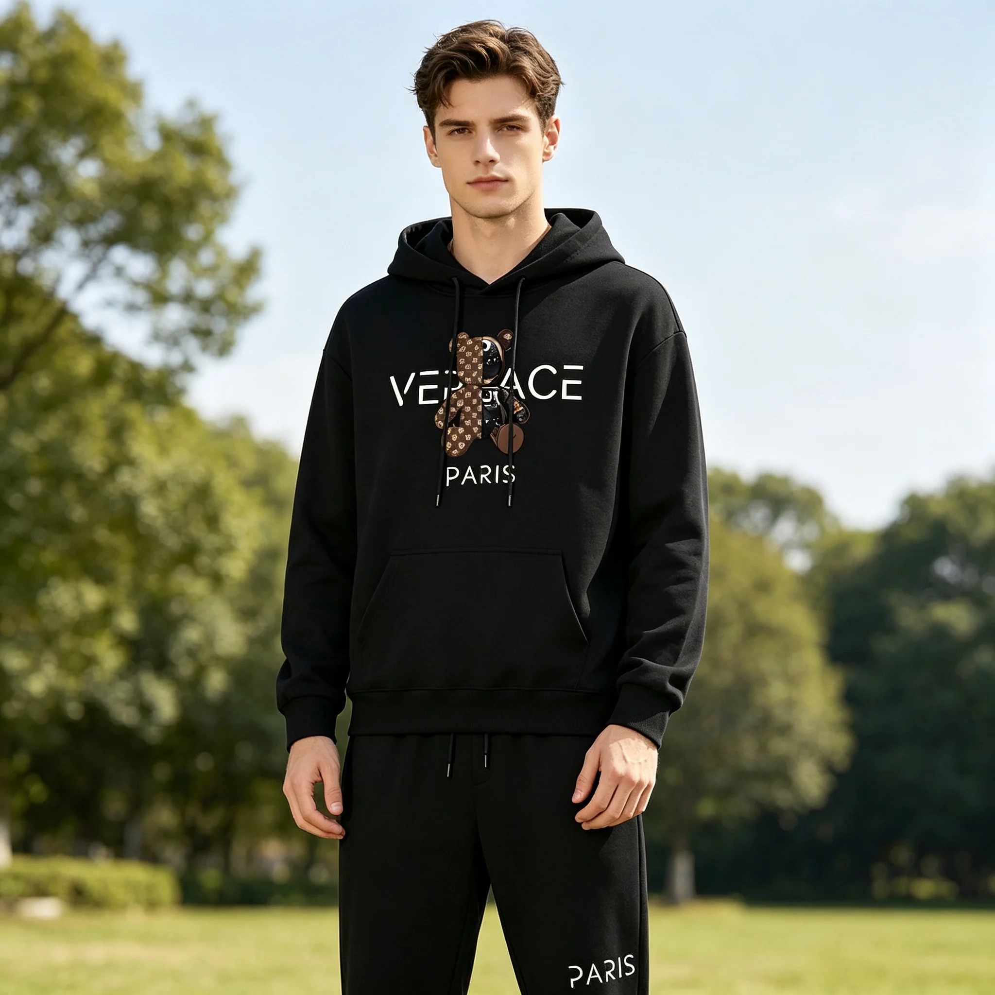 Graphic Hoodie Streetwear - 2026 YENİ Erkek 2 Parçalı Lüks