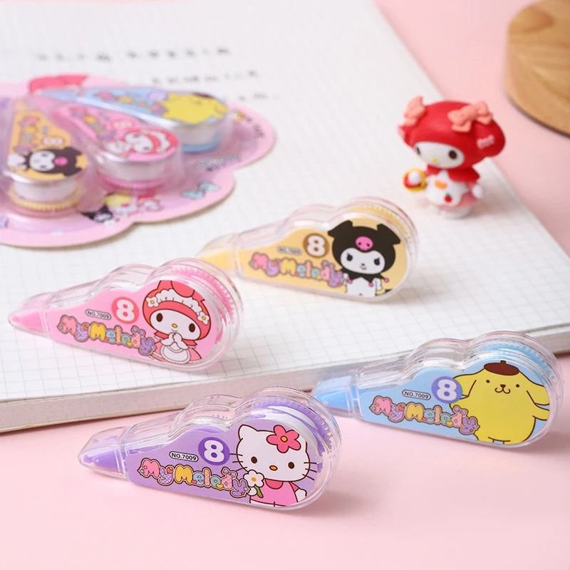 4Pcs/set Sanrio Hello Kitty Correction Tape Kuromi My Melody Pompompurin Kawaii Students Stationery School Office Supplies