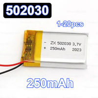 3.7V 502030 Battery 3.7V 250mAh Lipo Polymer Rechargeable Li-ion Batteries for Bluetooth Headset GPS Driving Recorder Li Po New
