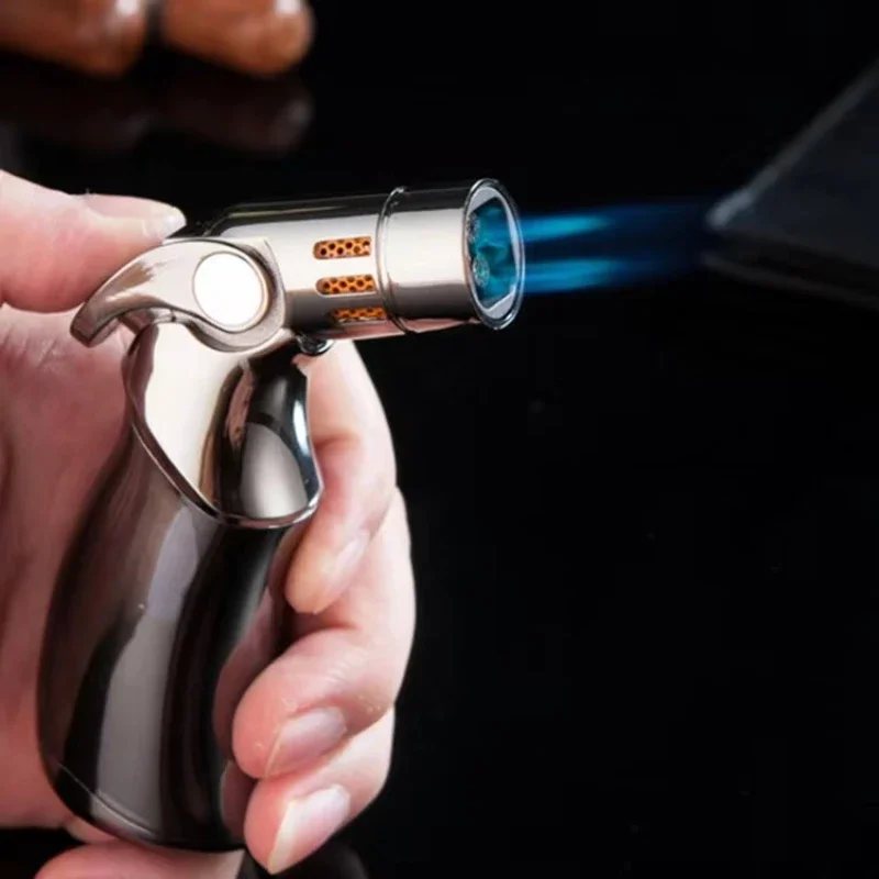 JOBON Windproof 4 Strong Heavy Powerful Blue Flame Spray Gun Turbo Butane Gas Lighter Cigar Specific Torch Lighters Smoke Gadget