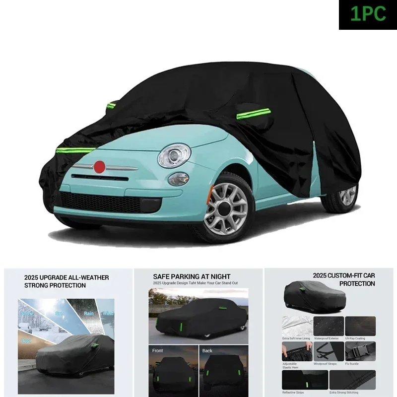 

Наружные водонепроницаемые автомобильные чехлы на заказ Abarth с застежкой-молнией двери, непромокаемые, пылезащитные и УФ-защитные для Fiat 500/500C/500E 2007-2023 гг.